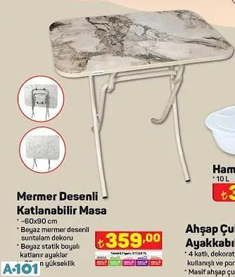 MERMER DESENLİ KATLANABİLİR MASA